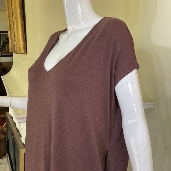 Wilfred Free Marcoux Brown V-Neck Oversized Mini Dress - Picture 9 of 14